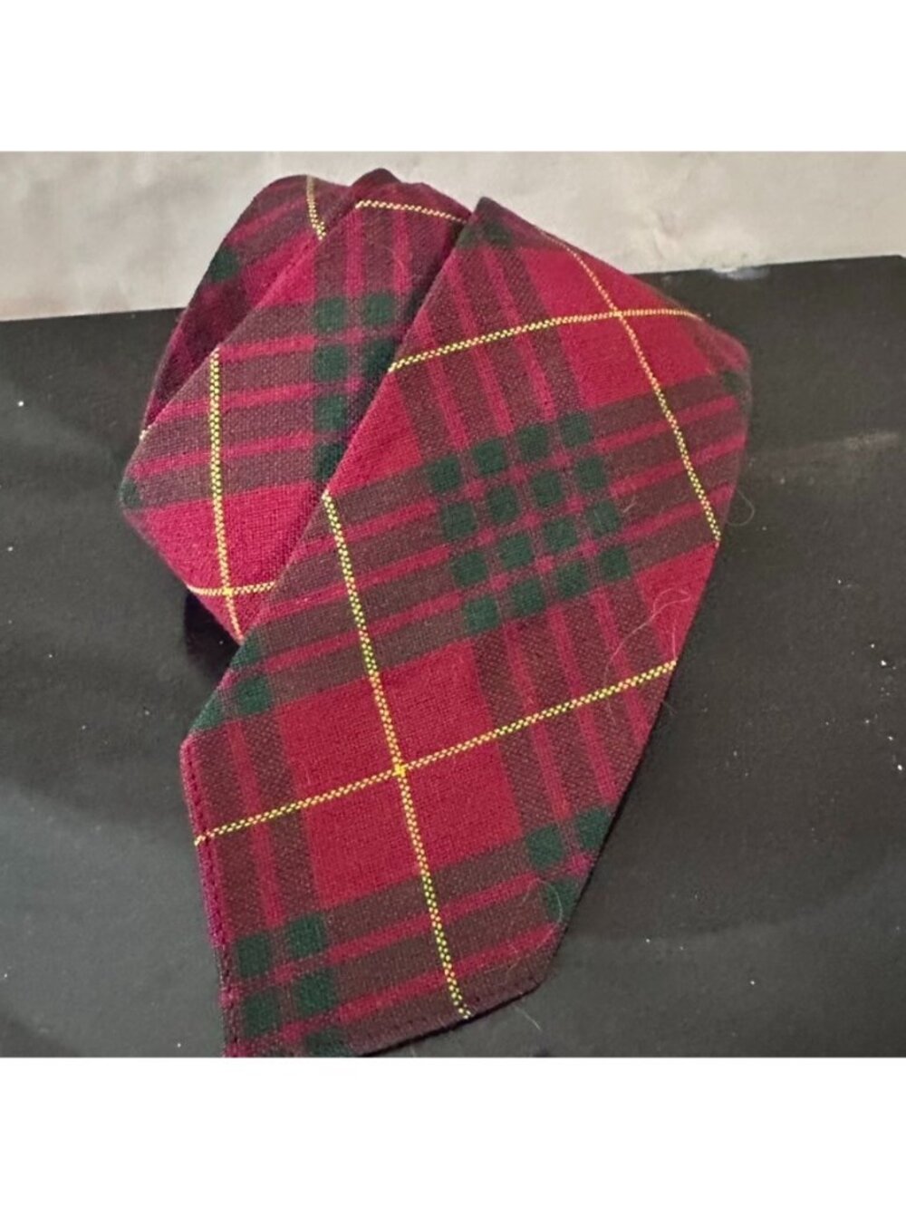 Vintage Tommy Skinny Tie 2 Inch Wool Red Green Tartan Plaid Necktie